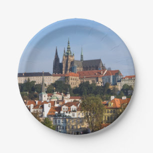 Prato De Papel Vista da cidade antiga e do castelo de Praga, Repú