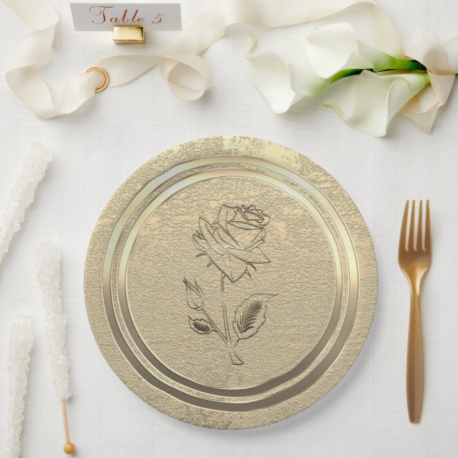 Prato De Papel Vista de Férias Douradas (Casamento)