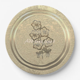 Prato De Papel Vista de Férias Douradas