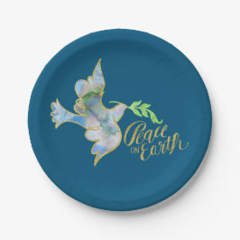 Prato De Papel Viva Dourada Paz na Terra