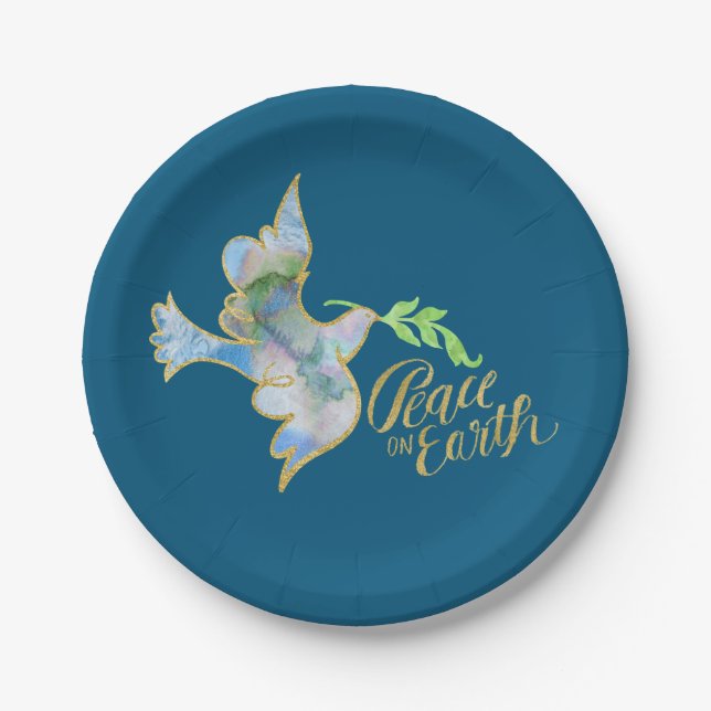 Prato De Papel Viva Dourada Paz na Terra (Frente)