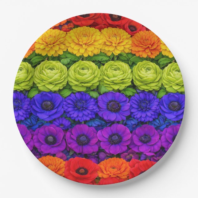 Prato De Papel 🌈VIVA LGBTQ+!  Floresça Juntos  (Frente)