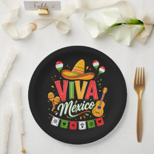 Prato De Papel Viva México Chapéu Mexicano Maracas