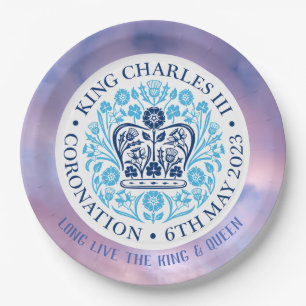 Prato De Papel Viva O Rei E A Rainha. Editável.