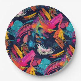 Prato De Papel Vívido Grafite Caótico