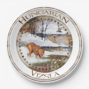 Prato De Papel Vizsla húngara, patos de caça no inverno