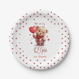 Prato De Papel Você é meu QTpie | Dia de os namorados de Urso de 