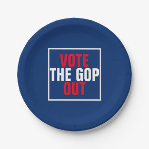Prato De Papel Vote em GOP Out Red White Blue