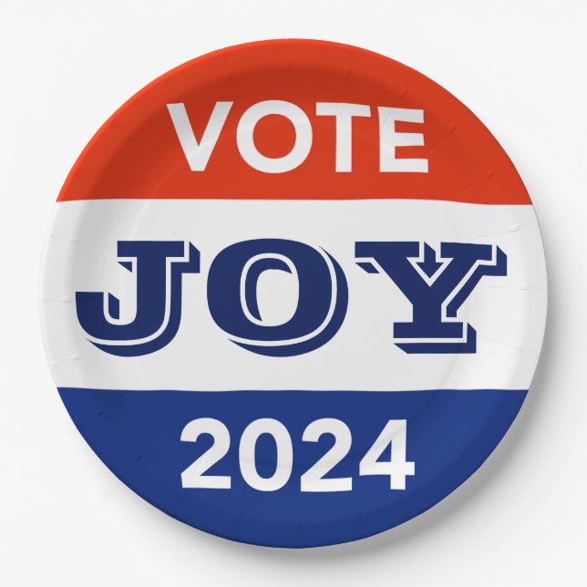 Prato De Papel Vote Joy 2024 Harris Walz (Frente)
