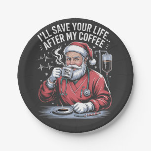 Prato De Papel Vou Salvar sua Vida Depois do Meu Café Papai Noel