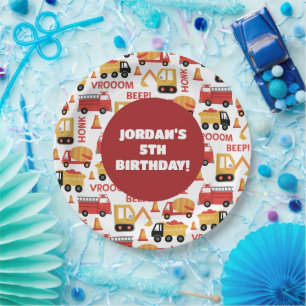 Prato De Papel Vroom Honk Beep! Caminhões