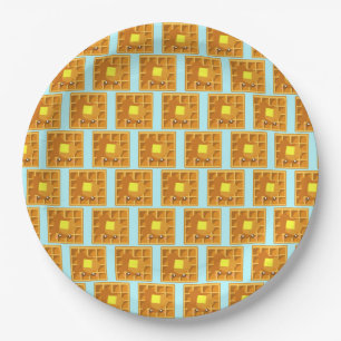 Prato De Papel Waffle Bonito Com Manteiga E Xarope
