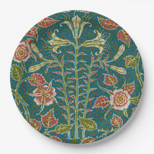 Prato De Papel Walter Crane Antiga Flor de Lírio e Rosa