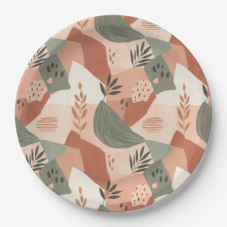 Prato De Papel Warm Modern Abstract Design Paper Plate