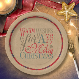 Prato De Papel Warm Wish Kraft & Tartan Red/Green ID589