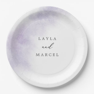 Prato De Papel Wash de Aquarela   Bolo De Casamento Roxo