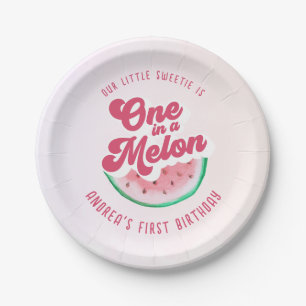 Prato De Papel Watercolor 1 em A Melon Retro First Birday