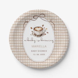 Prato De Papel     Watercolor baby is brewing coffee baby shower