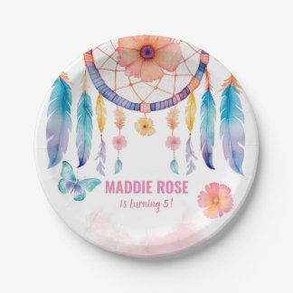Prato De Papel Watercolor Boho Dreamcatchers