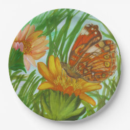 Prato De Papel Watercolor Butterfly flower garden