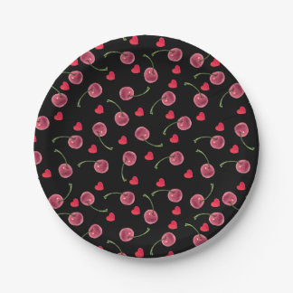 Prato De Papel Watercolor Cherry Heart