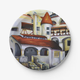 Prato De Papel Watercolor Dracula Castle Transylvania Romênia