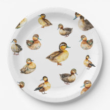 Watercolor Duck Patterned Paper Plate