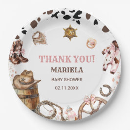 Prato De Papel Watercolor elegante Little Cowgirl Rodeo Country b