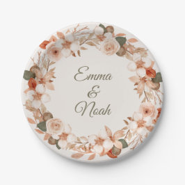Prato De Papel Watercolor Flower Round Dinner Plate