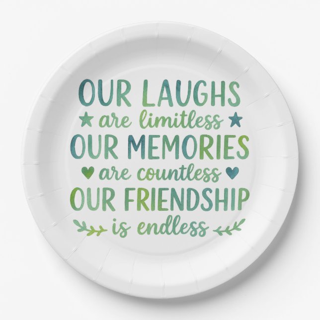 Prato De Papel Watercolor Friendship Quote (Frente)