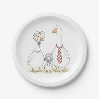 Prato De Papel Watercolor Goose Baby Shower Plates