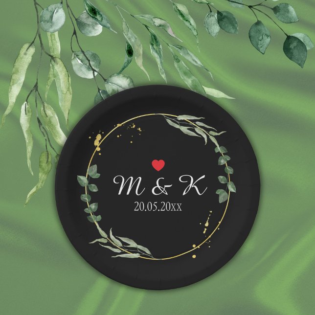 Prato De Papel Watercolor Greenery Wedding (Watercolor Greenery Wedding Paper Plates)