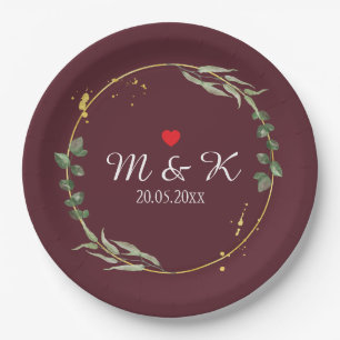 Prato De Papel Watercolor Greenery Wedding