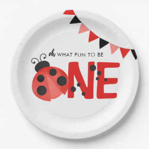 Prato De Papel Watercolor Ladybug Oh Que Divertido Ser Um