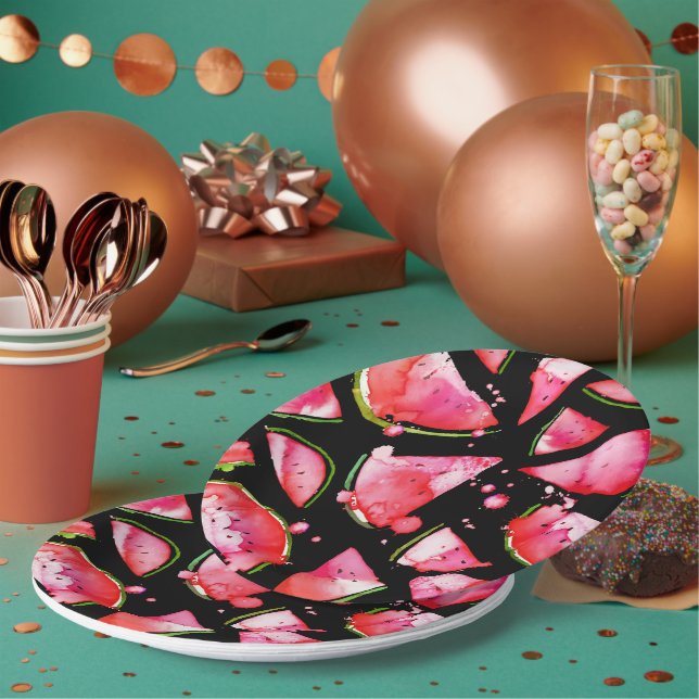 Prato De Papel Watercolor Melancia 2 (Múltiplo)