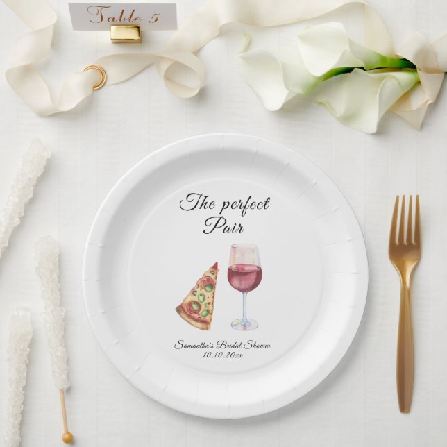 Prato De Papel Watercolor Perfect Pair Bridal Shower (Casamento)