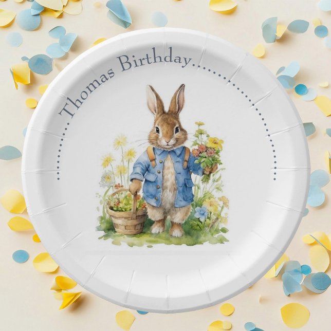 Prato De Papel Watercolor Peter Rabbit Birthday (Criador carregado)