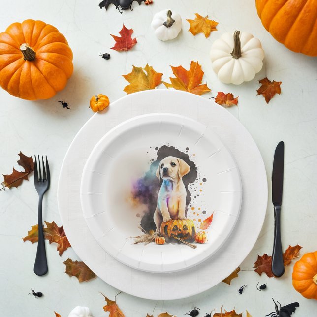 Prato De Papel Watercolor Puppy Halloween (Criador carregado)