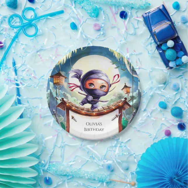 Prato De Papel Watercolor Spy Ninja Birthday (Festa)