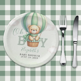 Prato De Papel Watercolor Teddy Bear Baby Shower Boy Party