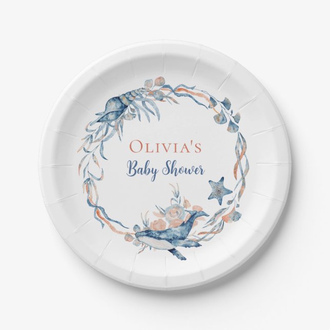 Prato De Papel Watercolor Under the Sea Whale (Frente)