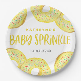 Prato De Papel Watercolor Yellow Sprinkle Donuts Baby Sprinkle