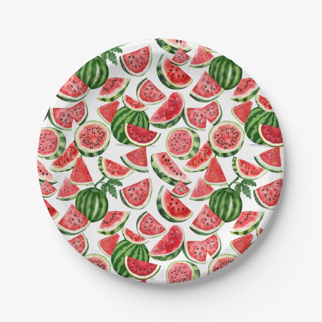 Prato De Papel Watercolour Watermelon Paper Plates – Summer Party (Frente)