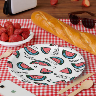 Prato De Papel Watermelon Print | Paper Plates | Party Suppies
