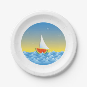 Prato De Papel Watermelon Sailboat