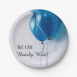 Prato De Papel We Can Barely Wait Baby Boy Shower Paper Plate