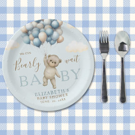 Prato De Papel We Can Bearly Wait Baby, Bear Baby Shower Boy