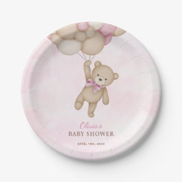 Prato De Papel We Can Bearly Wait Pink Baby Shower