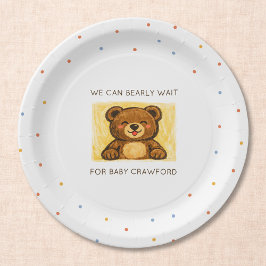 Prato De Papel We Can Bearly Wait! Simple Hand Drawn Baby Shower