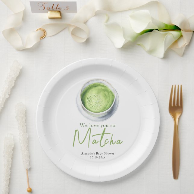 Prato De Papel We love you so Matcha Baby Shower (Casamento)